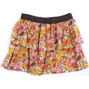 SALE!  Paisley Ruffle Orange Pink Short Mini Skirt